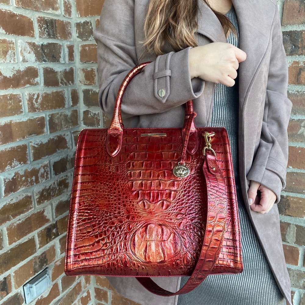 NWT Brahmin Caroline Satchel Red Chili Bag - Picture 1 of 11
